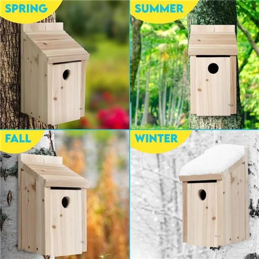 Wooden Bird House for Outside-Bluebird Birdhouse for Outdoors for Finch Cardinal